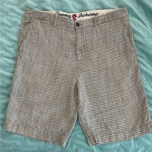 Tommy Bahama Men's Gray Checkered silk and linen blend Shorts size 36